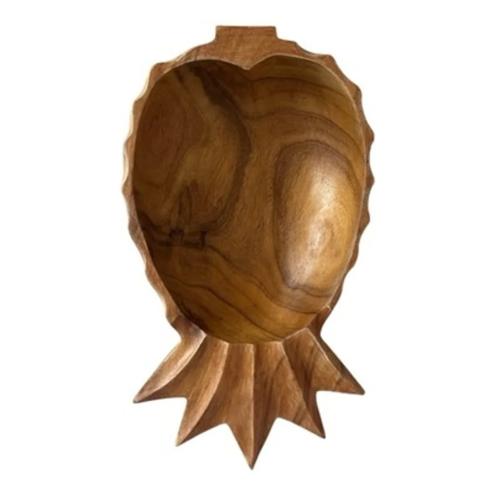 Large Decorative Wooden Pineapple-Shaped Bowl Serving Bowl 16